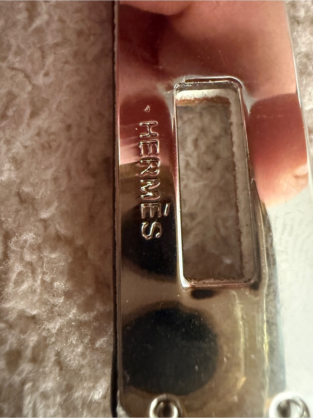 Hermes White Leather Kelly-Style Belt with Silver Hardware